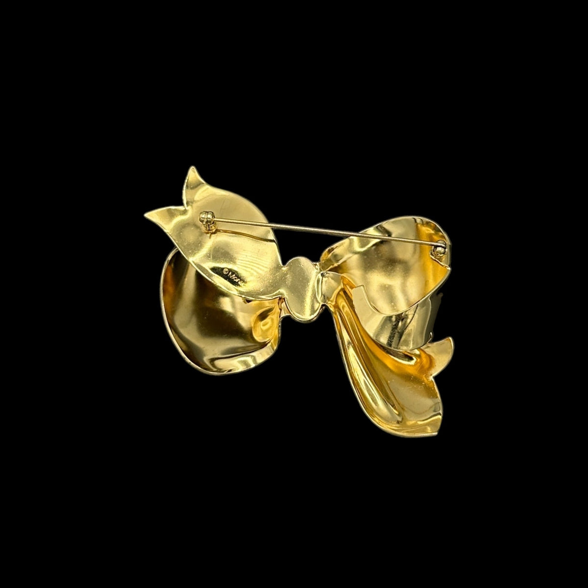 Monet Large Gold Three-Dimensional Bow Vintage Brooch Pin - 24 Wishes Vintage Jewelry