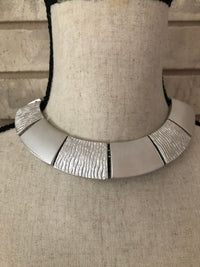 Monet Silver Modernist Vintage Collar Necklace - 24 Wishes Vintage Jewelry