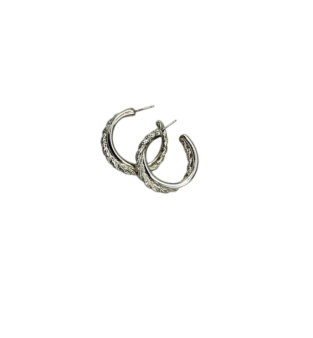 Monet Silver Twisted Hoop Pierced Earrings - 24 Wishes Vintage Jewelry