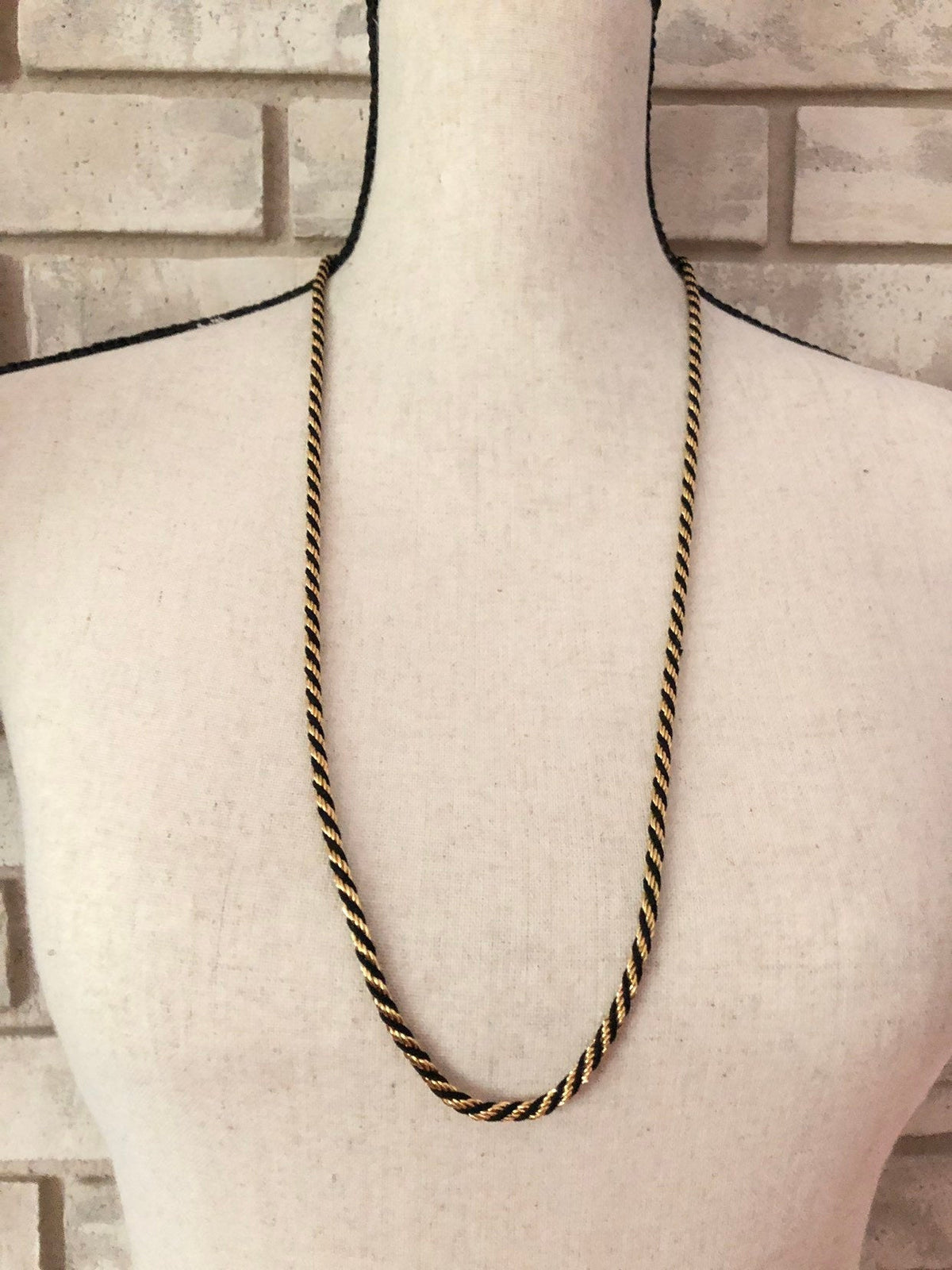 Napier Black & Gold Long Vintage Layering Chain Necklace - 24 Wishes Vintage Jewelry