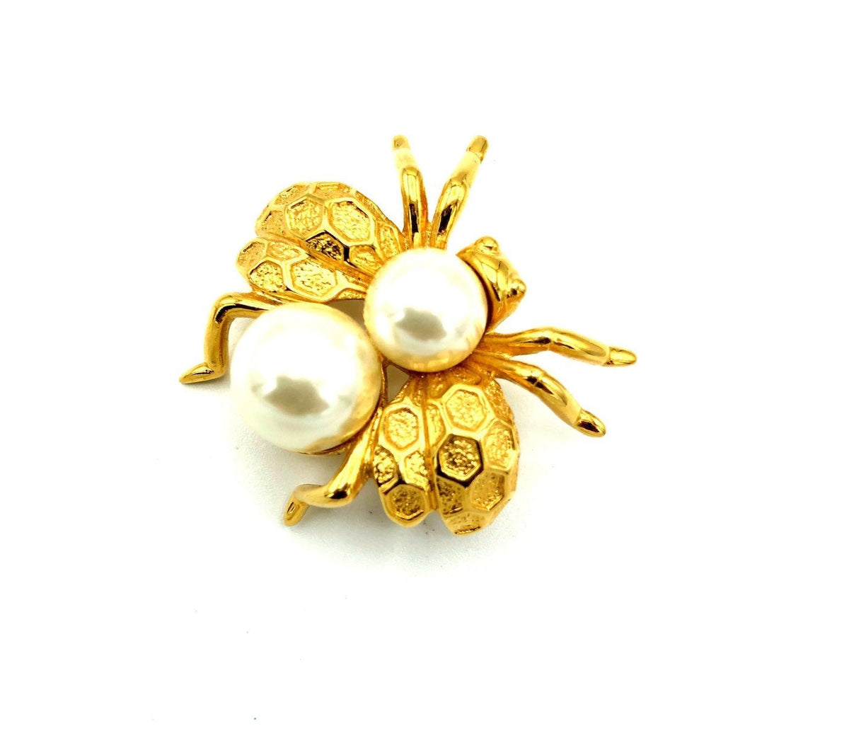 Napier Gold Bee Pearl Brooch - 24 Wishes Vintage Jewelry