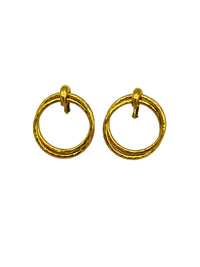 Napier Gold Double Ring Hoop Classic Pierced Earrings - 24 Wishes Vintage Jewelry