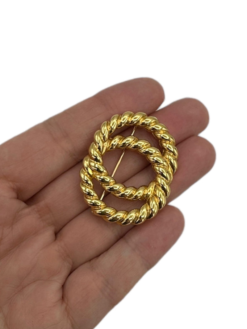 Napier Gold Intertwined Circle Brooch - 24 Wishes Vintage Jewelry