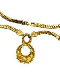 Napier Long Gold Curb Chain Circle Swirl Vintage Pendant - 24 Wishes Vintage Jewelry