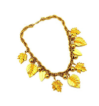 Napier Matt Gold Fall Leaf & Berries Charm Pendant - 24 Wishes Vintage Jewelry
