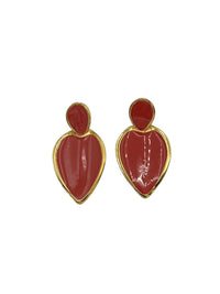 Napier Mauve Pink Enamel Dangle Pierced Earrings - 24 Wishes Vintage Jewelry