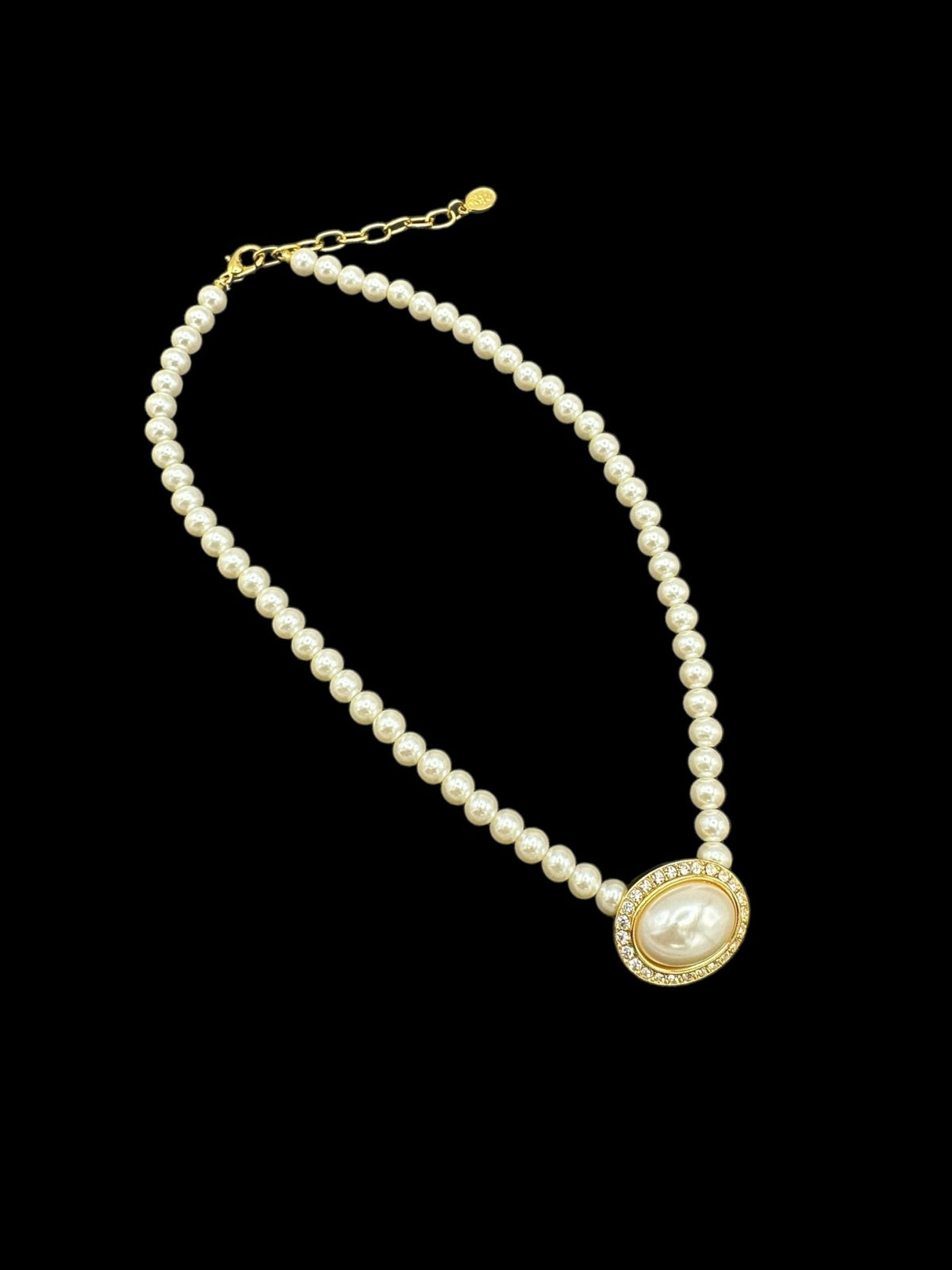 Napier Vintage Jewelry Creamy Pearl Beads Necklace Cabochon Pendant - 24 Wishes Vintage Jewelry