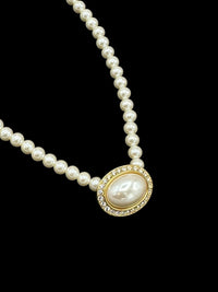 Napier Vintage Jewelry Creamy Pearl Beads Necklace Cabochon Pendant - 24 Wishes Vintage Jewelry