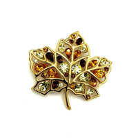 Nolan Miller Brown Topaz & Yellow Amber Rhinestone Maple Leaf Jewelry Set - 24 Wishes Vintage Jewelry