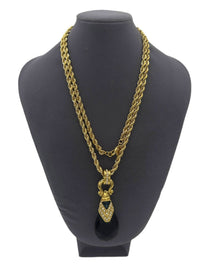 Nolan Miller Faceted Purple Teardrop DeMedici Pendant Gold Rope Necklace - 24 Wishes Vintage Jewelry