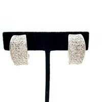 Nolan Miller Half Hoop Diamante Silver Clip-On Earrings - 24 Wishes Vintage Jewelry