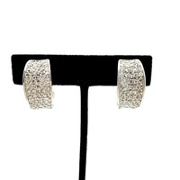 Nolan Miller Half Hoop Diamante Silver Clip-On Earrings - 24 Wishes Vintage Jewelry