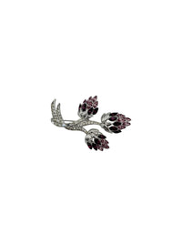 Nolan Miller Lavender Purple Floral Clear Rhinestone Vintage Brooch - 24 Wishes Vintage Jewelry