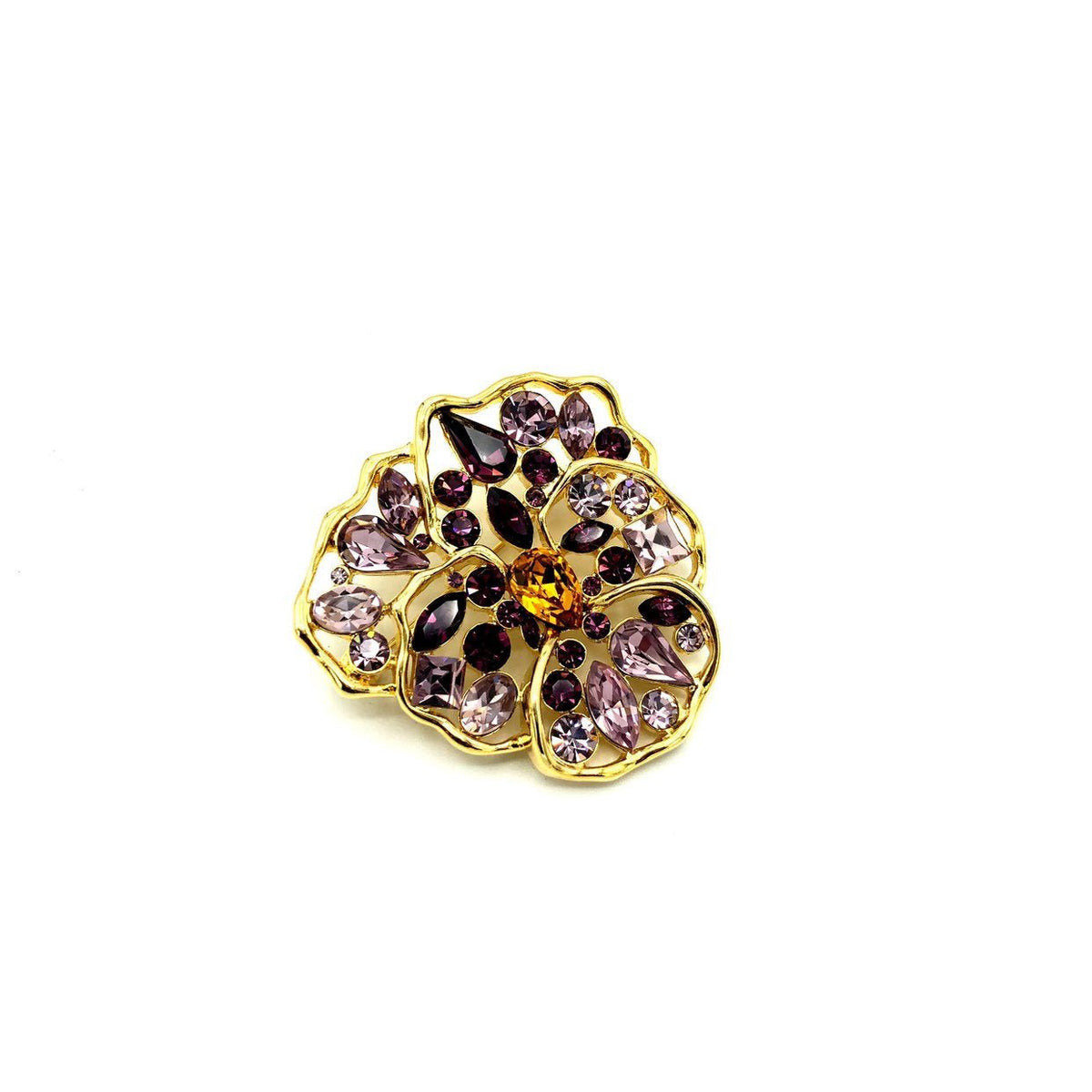 Nolan Miller Purple Wild Pansy Flower Vintage Brooch Pin - 24 Wishes Vintage Jewelry