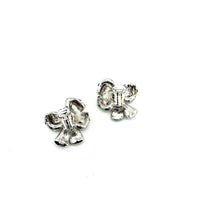 Nolan Miller Silver Bow Rhinestone Vintage Clip-On Earrings - 24 Wishes Vintage Jewelry