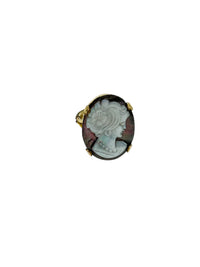 Oval Abalone Gray Shell Woman Cameo Gold Filled Vintage Ring - 24 Wishes Vintage Jewelry