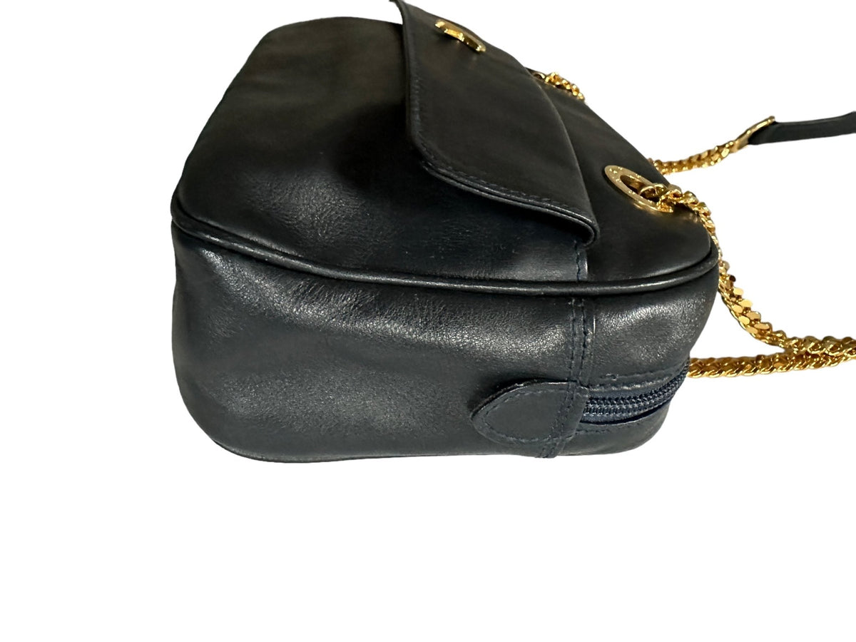 Paloma Picasso Vintage Handbag Black Leather Crossbody Bag Purse Italy - 24 Wishes Vintage Jewelry