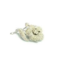 Panetta Silver Diamante Rhinestone Flower Vintage Brooch - 24 Wishes Vintage Jewelry