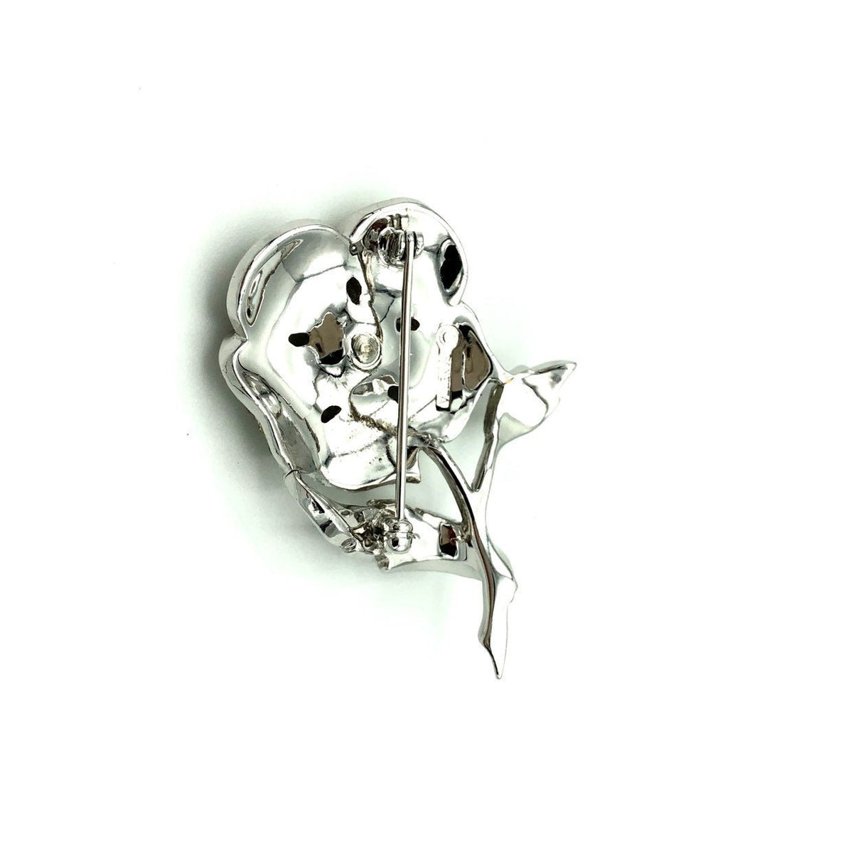 Panetta Silver Diamante Rhinestone Flower Vintage Brooch - 24 Wishes Vintage Jewelry