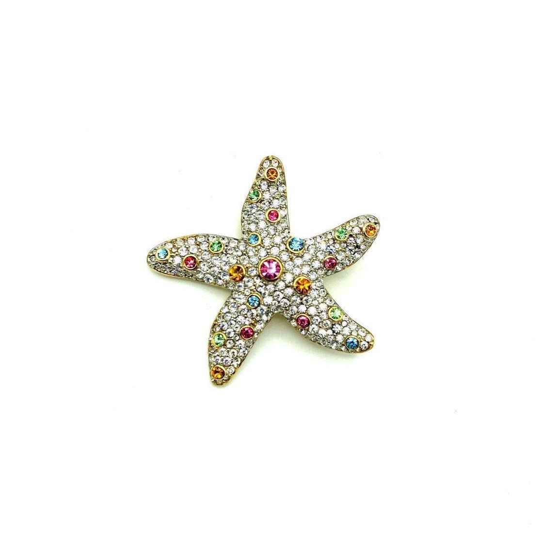 Pave Rhinestone Starfish Vintage Brooch - 24 Wishes Vintage Jewelry