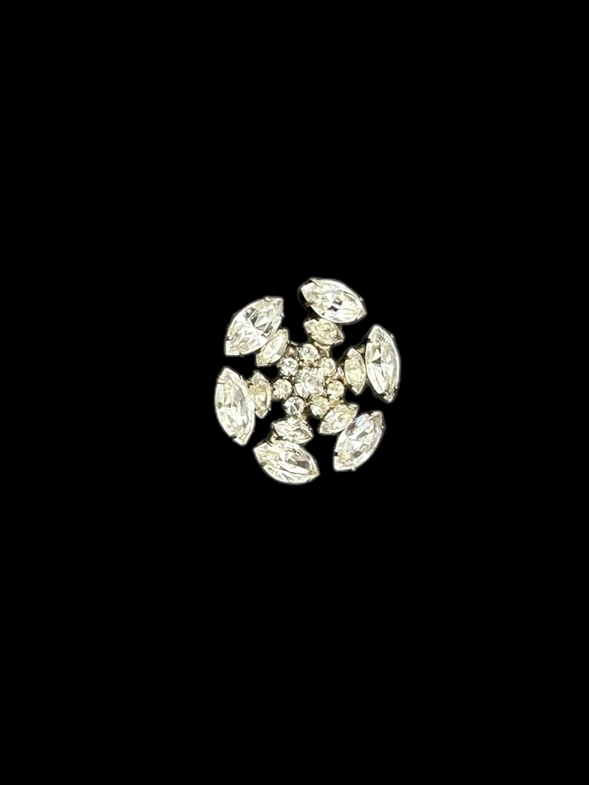 Petite Classic Dorothy Bauer Clear Rhinestone Cluster Brooch - 24 Wishes Vintage Jewelry