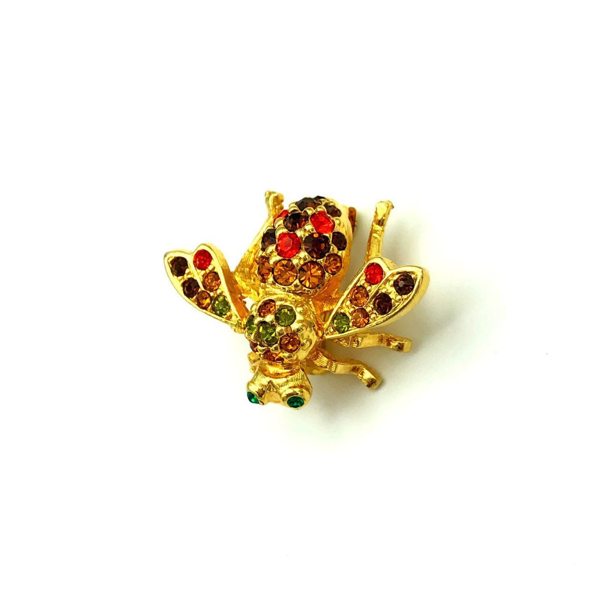 Petite Gold Joan Rivers Rhinestone Bee Brooch - 24 Wishes Vintage Jewelry