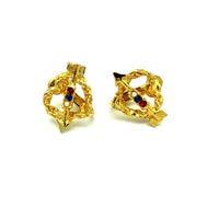 Petite Open Heart & Arrow Vintage Clip-On Earrings - 24 Wishes Vintage Jewelry