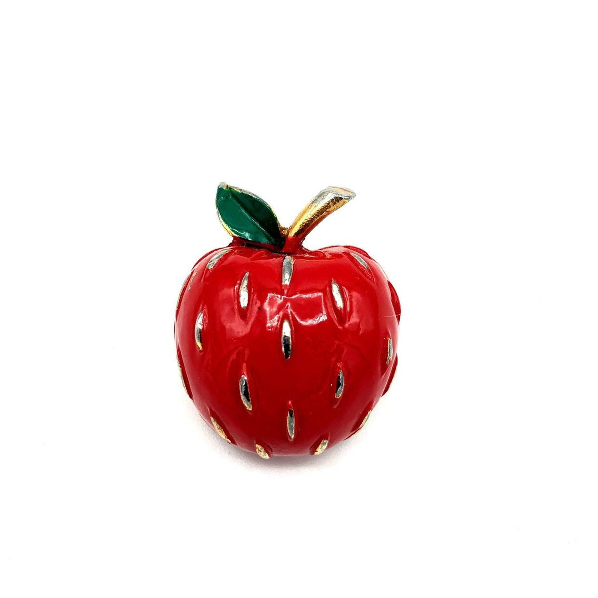 Petite Red Enamel Apple Vintage Brooch by Napier - 24 Wishes Vintage Jewelry