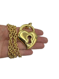 Piscitelli Long Gold Chain Heart Keyhole Pendant - 24 Wishes Vintage Jewelry