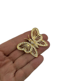 Roman Classic Gold Rhinestone Butterfly Brooch - 24 Wishes Vintage Jewelry
