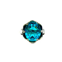 Sarah Coventry Bright Blue Rhinestone Sterling Solitaire Vintage Ring - 24 Wishes Vintage Jewelry