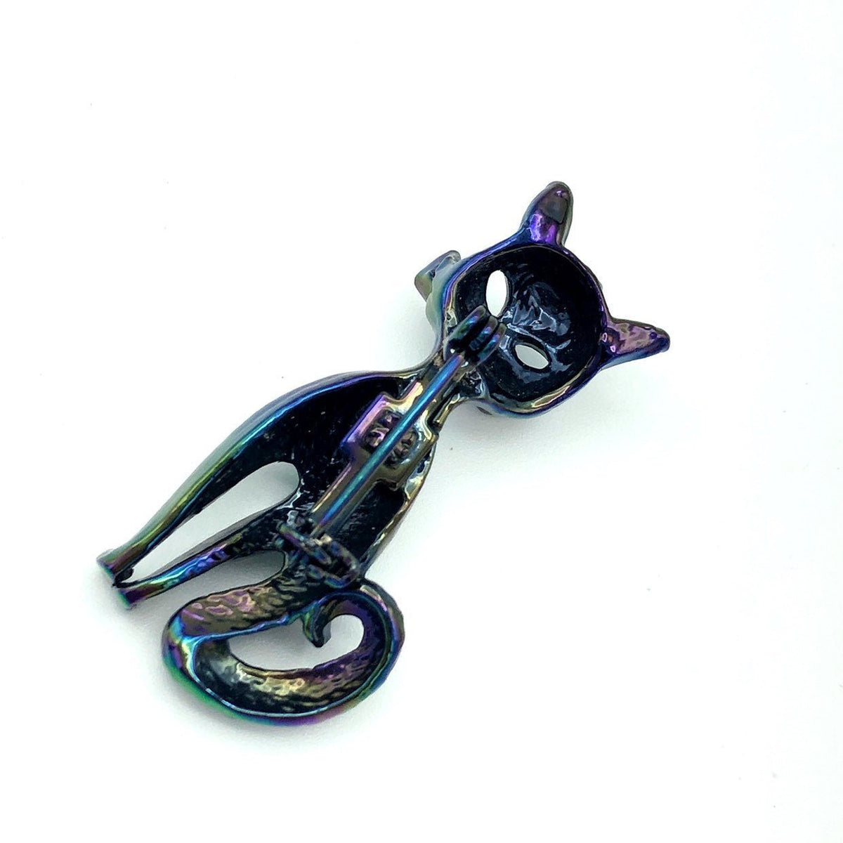 Siamese Cat Purple Iridescent Vintage Brooch - 24 Wishes Vintage Jewelry