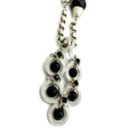 Silver & Black Castlecliff Modernist Large Vintage Pendant - 24 Wishes Vintage Jewelry