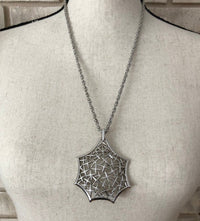 Silver Crown Trifari Modernist Vintage Pendant - 24 Wishes Vintage Jewelry