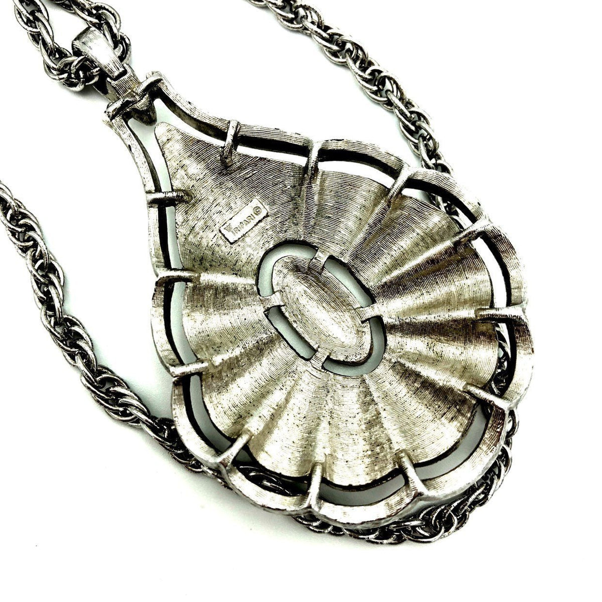 Silver Crown Trifari Vintage Layered Long Chain Pendant - 24 Wishes Vintage Jewelry