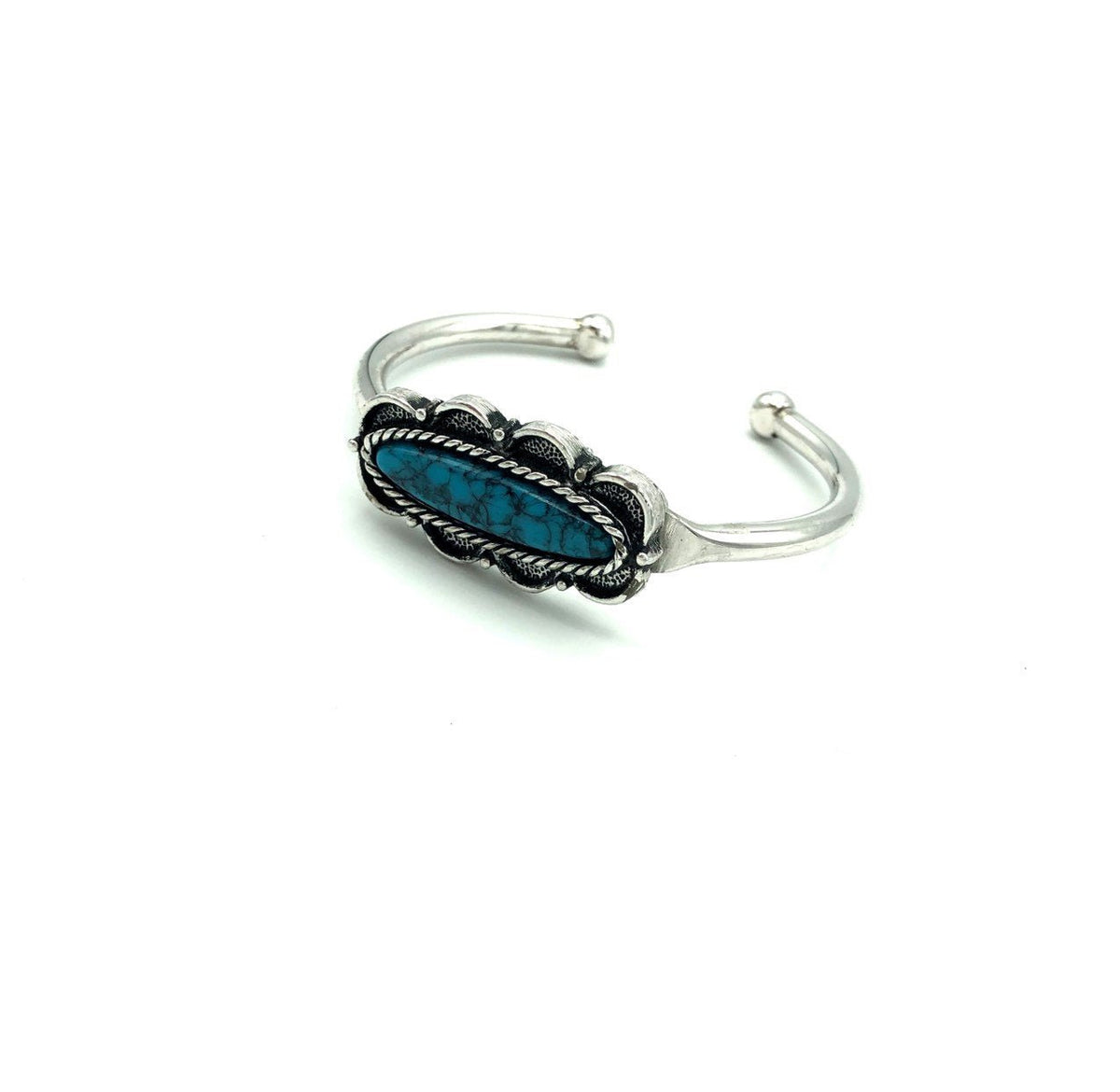 Silver Emmons Southwestern Style Cuff Bracelet - 24 Wishes Vintage Jewelry