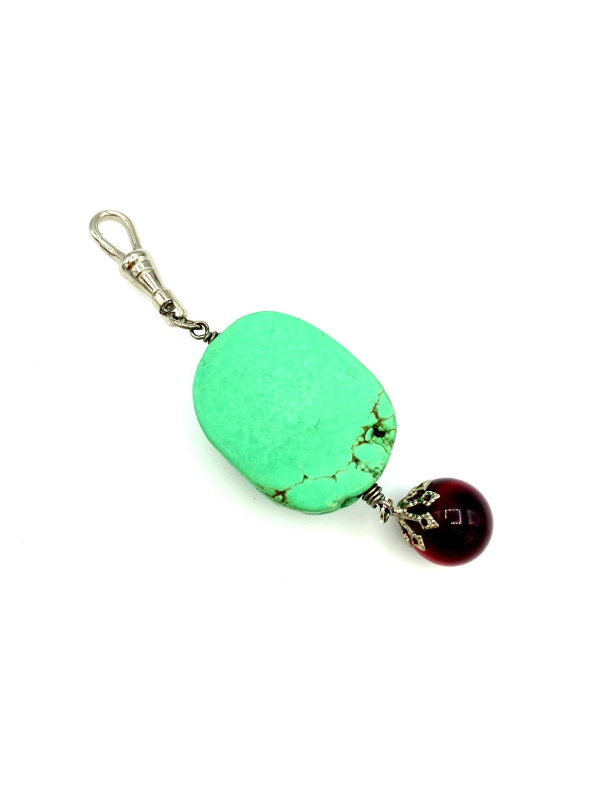 Silver Large Turquoise Scarab Beatle Charm - 24 Wishes Vintage Jewelry