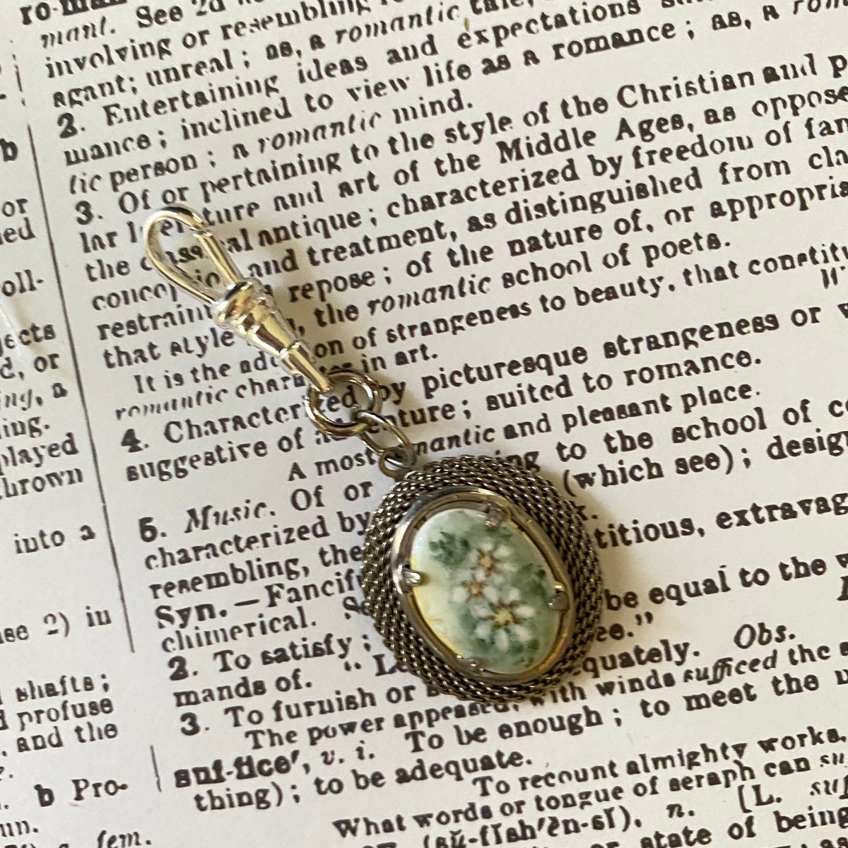 Silver Painted Daisy Victorian Revival Charm - 24 Wishes Vintage Jewelry