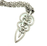 Silver Trifari Double Chain Fleur de lis Vintage Pendant - 24 Wishes Vintage Jewelry