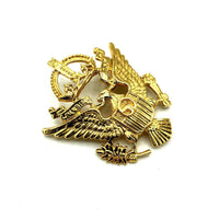 St. John Gold Heraldic Eagle & Shield Designer Vintage Brooch - 24 Wishes Vintage Jewelry