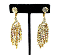 Statement Rhinestone Chandelier Vintage Clip-On Earrings - 24 Wishes Vintage Jewelry