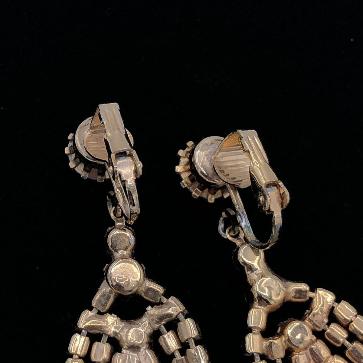 Statement Rhinestone Chandelier Vintage Clip-On Earrings - 24 Wishes Vintage Jewelry