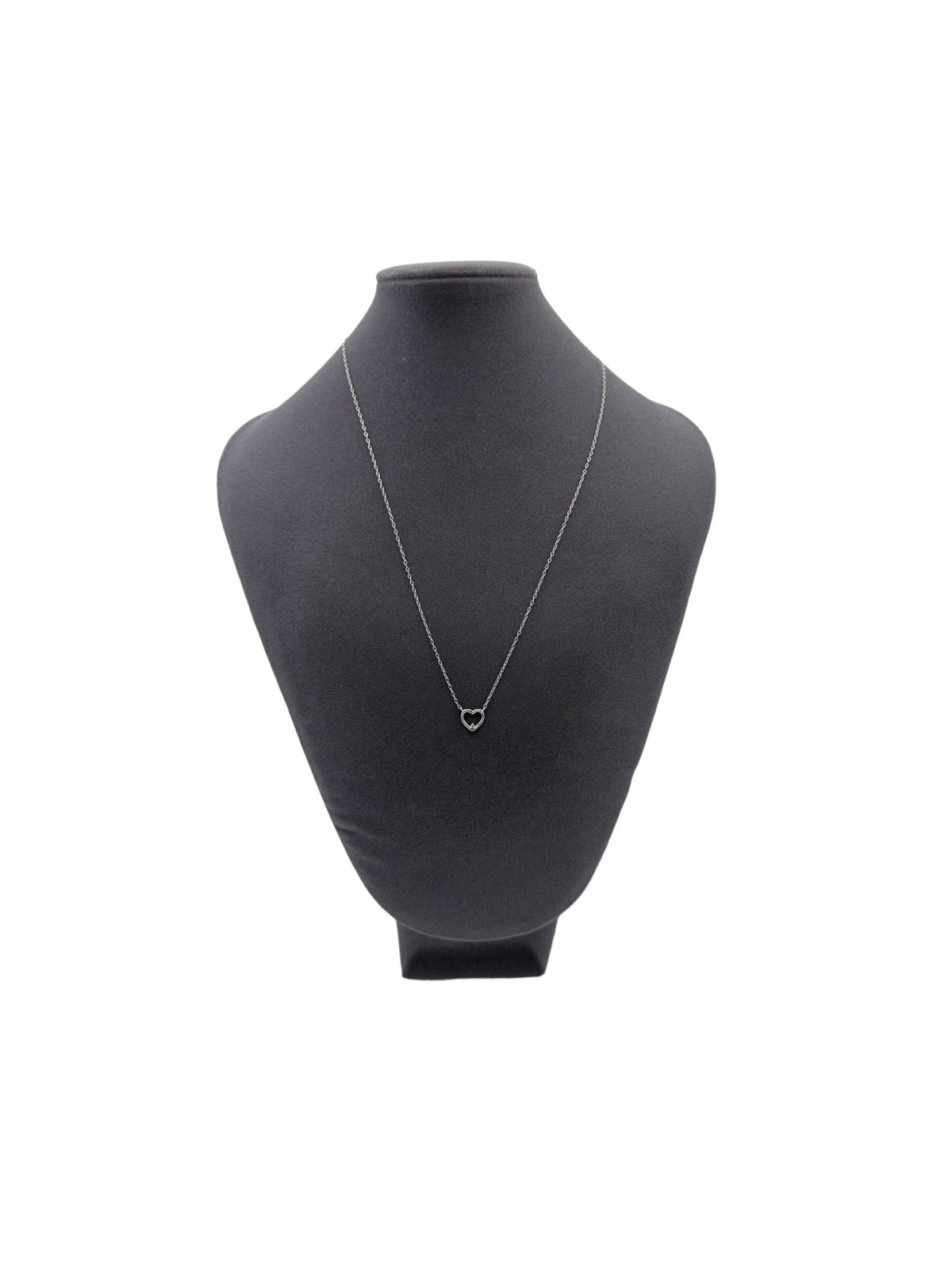 Sterling Silver Feminine Petite Open-Heart Diamond Necklace - 24 Wishes Vintage Jewelry