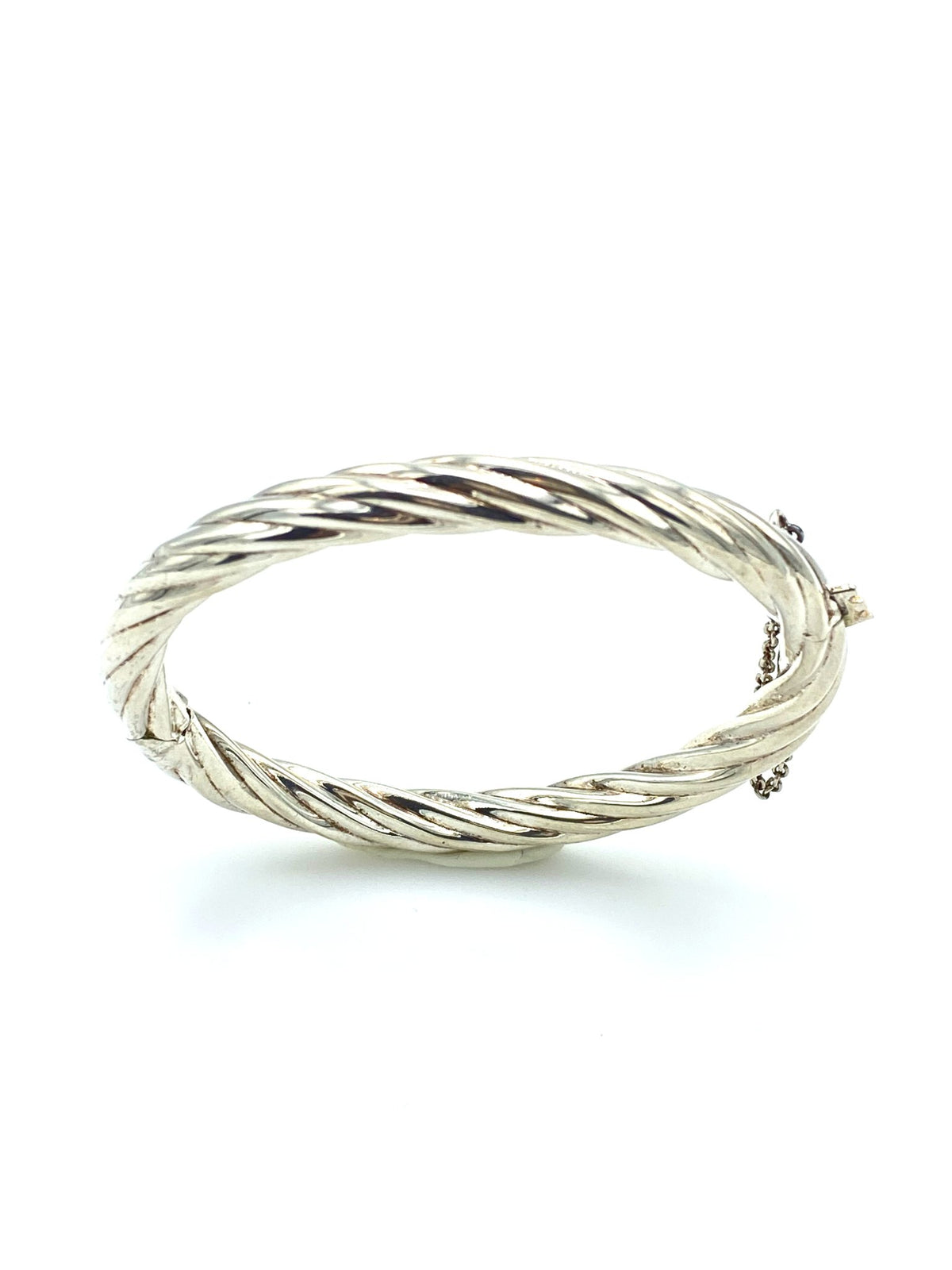 Sterling Silver Twisted Hinged Vintage Bangle Bracelet - 24 Wishes Vintage Jewelry