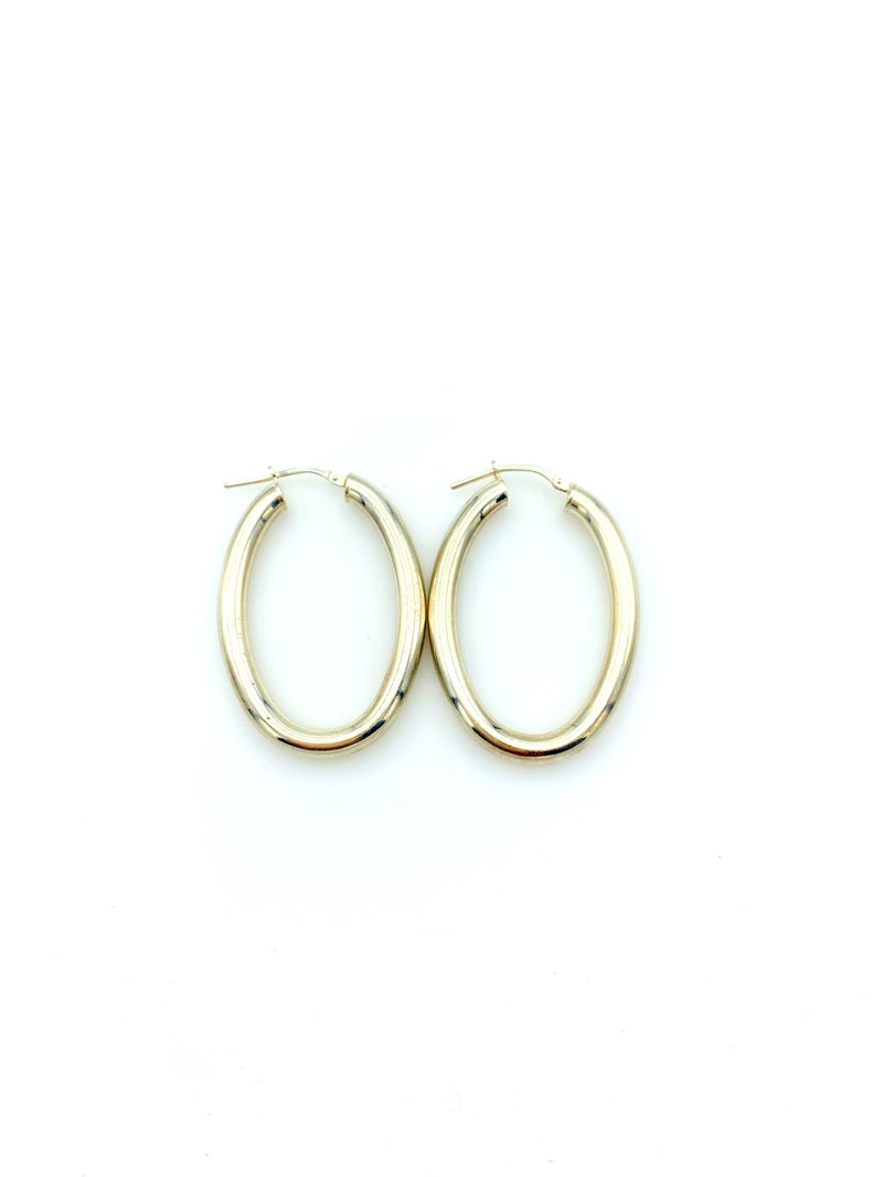 Sterling Silver Vintage Medium Hoop Pierced Earrings - 24 Wishes Vintage Jewelry