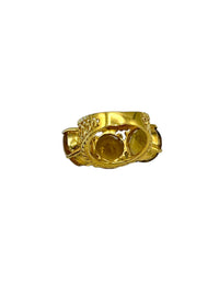 Sterling Vermeil Three Large Citrine Cocktail Ring - 24 Wishes Vintage Jewelry