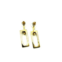 Swarovski Door Knocker Crystal Vintage Gold Pierced Earrings - 24 Wishes Vintage Jewelry