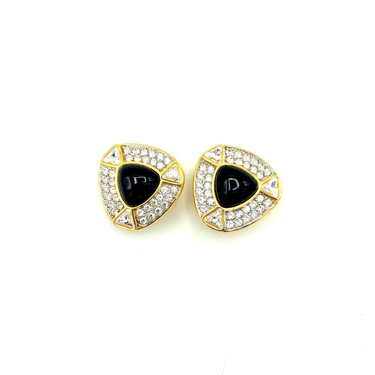Black diamante earrings discount