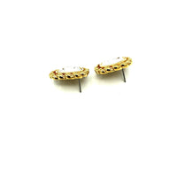 Swarovski Gold Framed Clear Crystal Vintage Pierced Earrings - 24 Wishes Vintage Jewelry