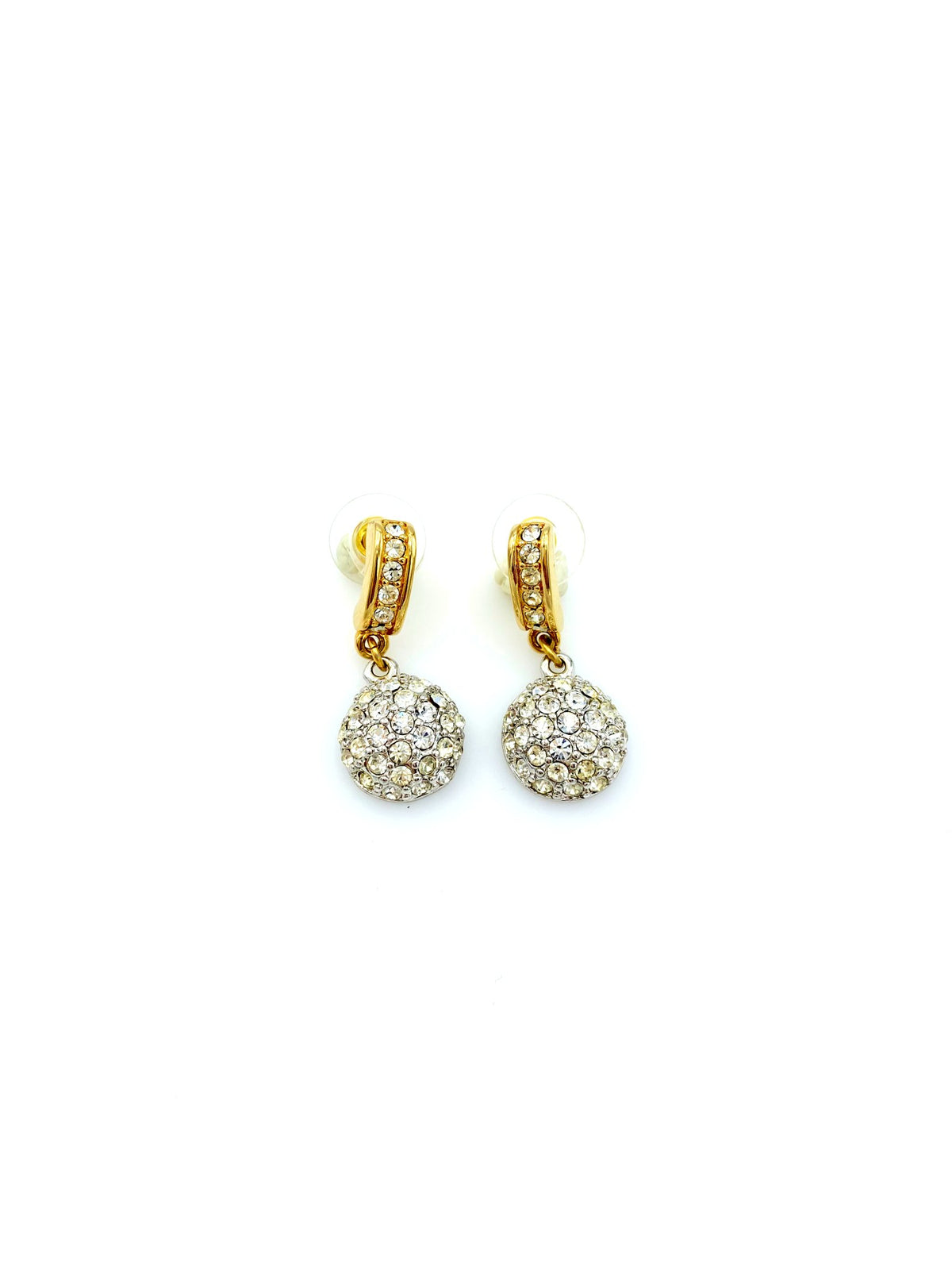 Swarovski Pave Crystal Dangle Vintage Gold Earrings - 24 Wishes Vintage Jewelry